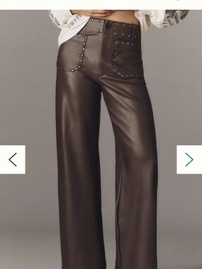 The @merricksart Colette Full-Length Faux Leather Studded Pants by Maeve NWT